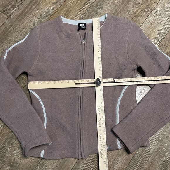 Helly Hansen Wool Full Zip Long Sleeve Fleece Apres Ski Brown Women Small - Picture 2 of 6